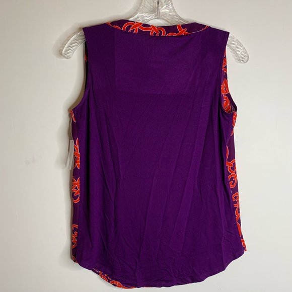 NY&C Womens XS Purple Orange Red Chain Patterned Sleeveless Lightweight Tank Top - Picture 5 of 8